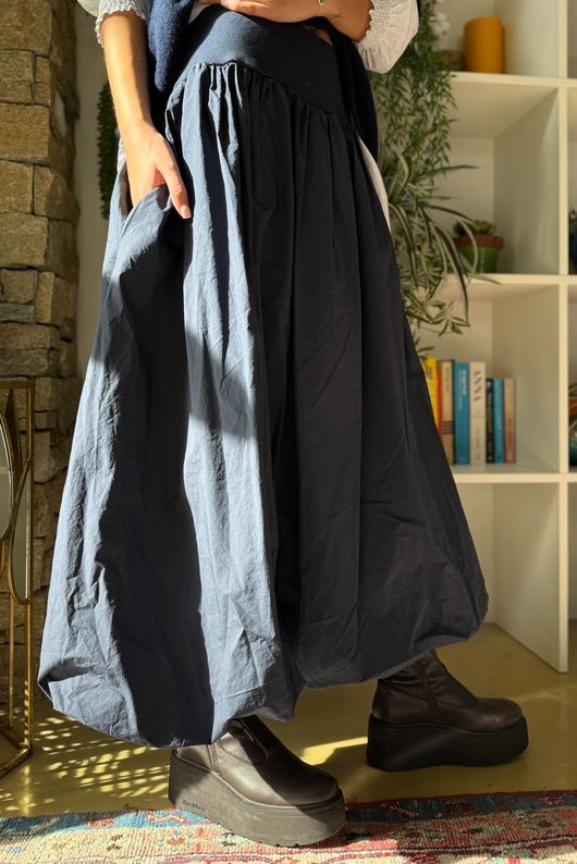 Paloma Tela Bubble Skirt Navy